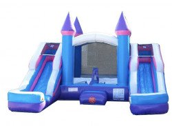 (#14) Pink and Purple Bounce House with Double slides wet or