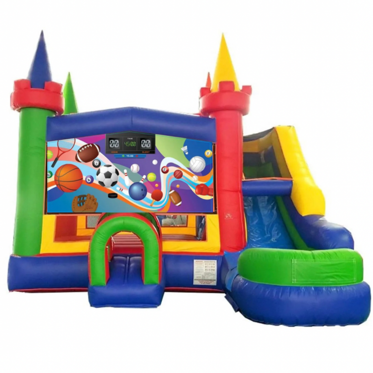 (34) Sports  combo bounce house with wet/ dry slide