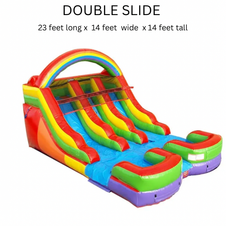 (39) 14 FOOT RAINBOW DOUBLE SLIDE WET/DRY