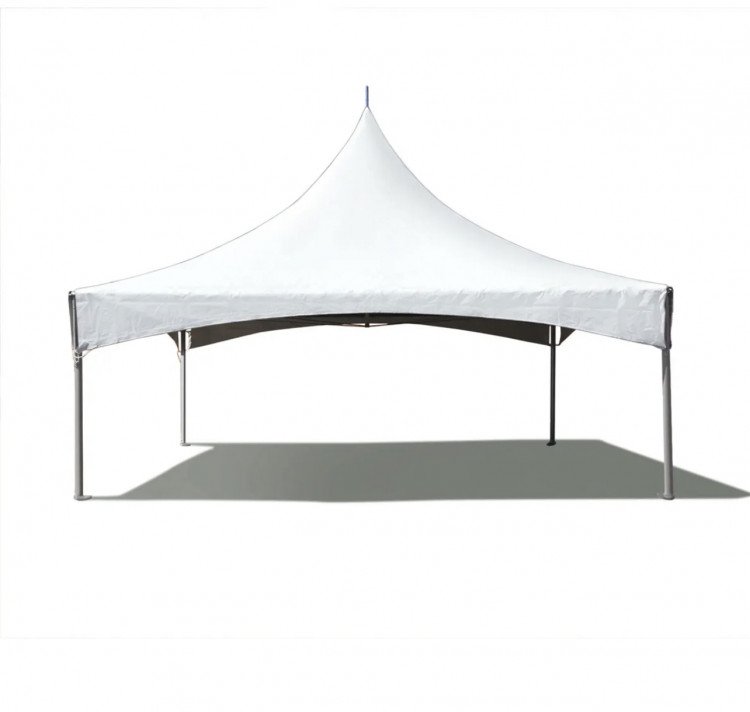 20 x 20 High Peak Frame Tent- White w/ tables and chairs