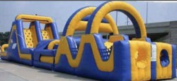 01891C10 B841 4D25 AC50 996E2F295748 1729127361 (51) BLUE AND YELLOW 50 FOOT OBSTACLE W/ 15 Foot Slide