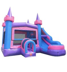 (56) PINK AND PURPLE PRINCESS CASTLE WITH OPTIONAL BANNER