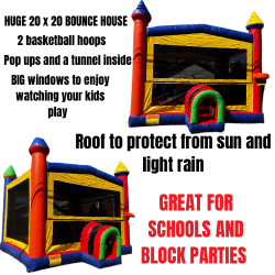 6C23AB94 7C3E 40BB B0AA 3528DD73A383 1710610499 #(30) HUGE BOUNCE HOUSE W/ 2 BASKETBALL HOOPS