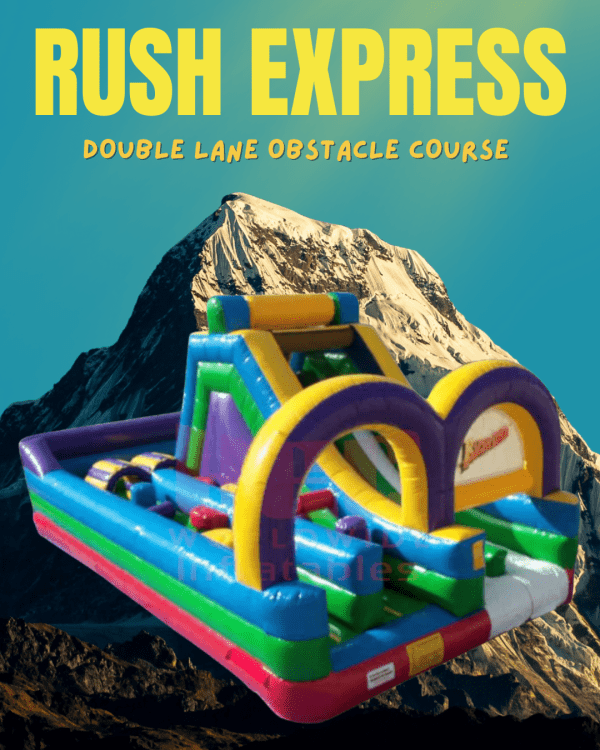 Rush express double lane obstacle course w/ slide Rush express double lane obstacle course w/ slide