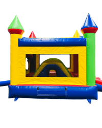 Small space bounce house with tunnel and slide